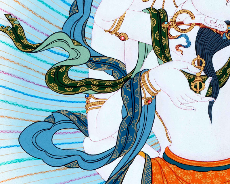 Vajrasattva with Consort Thangka | Traditionally Hand Painted Yab Yum Art