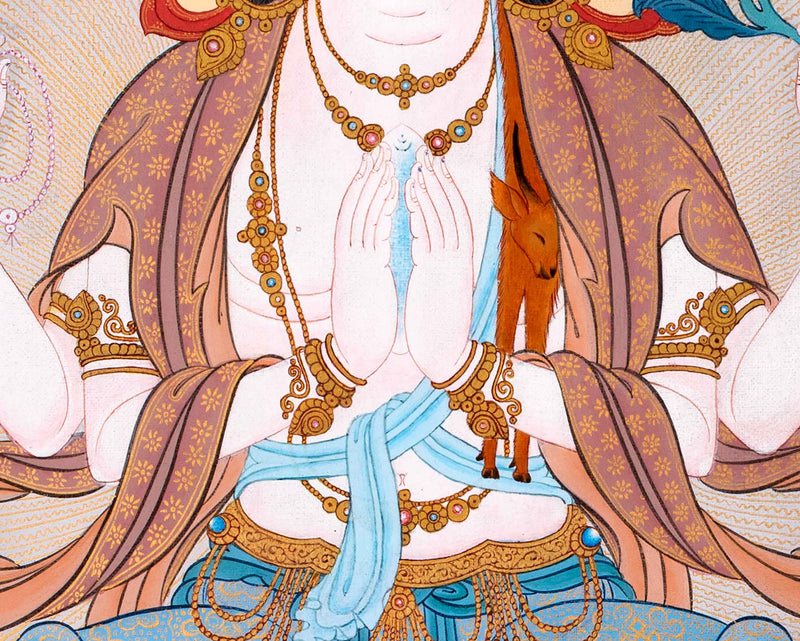 4 Armed Chenrezig Thangka | High Quality Avalokiteshvara Painting