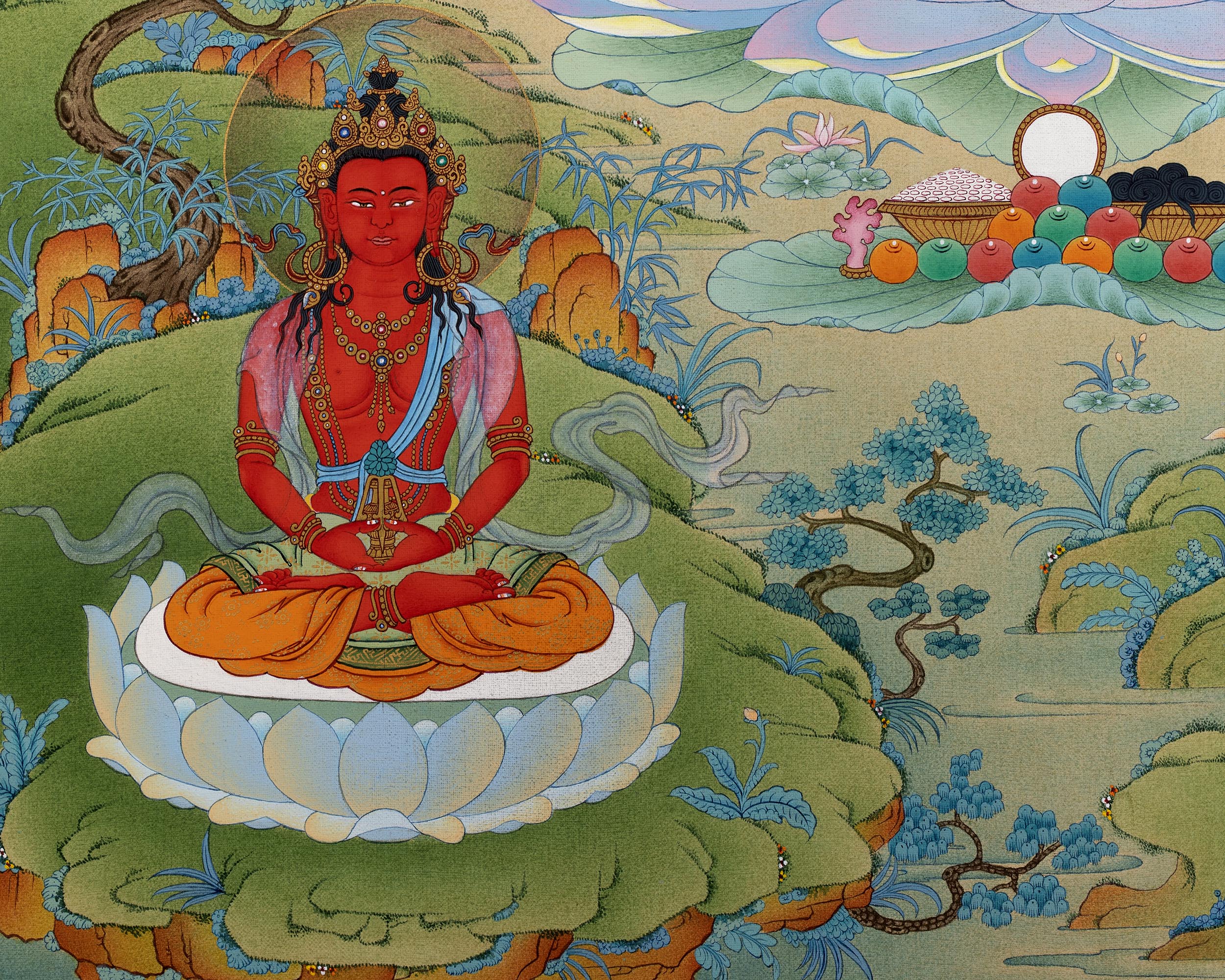 White Tara Thangka | Namgyalma | Amitayus | Long Life Bodhisattva