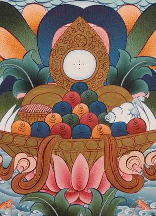 Handpainted Avalokiteshvara Chengrezig  | Yoga Meditation Canvas Art