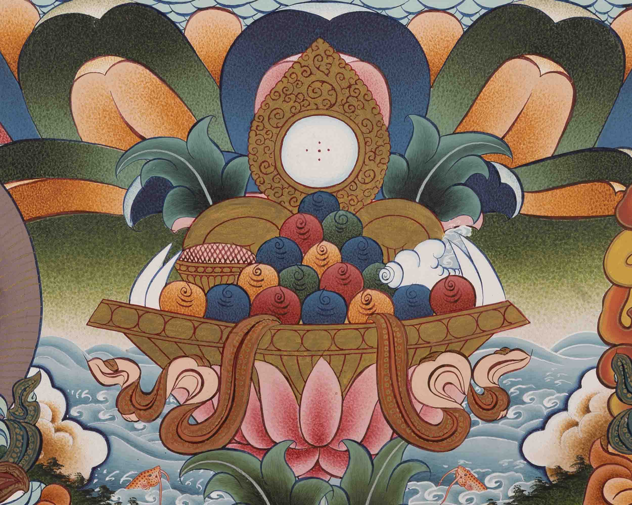 Handpainted Avalokiteshvara Chengrezig  | Yoga Meditation Canvas Art
