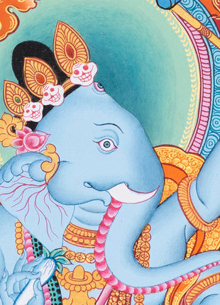 Handpainted Ganesh Thangka | Tibetan Religious Art