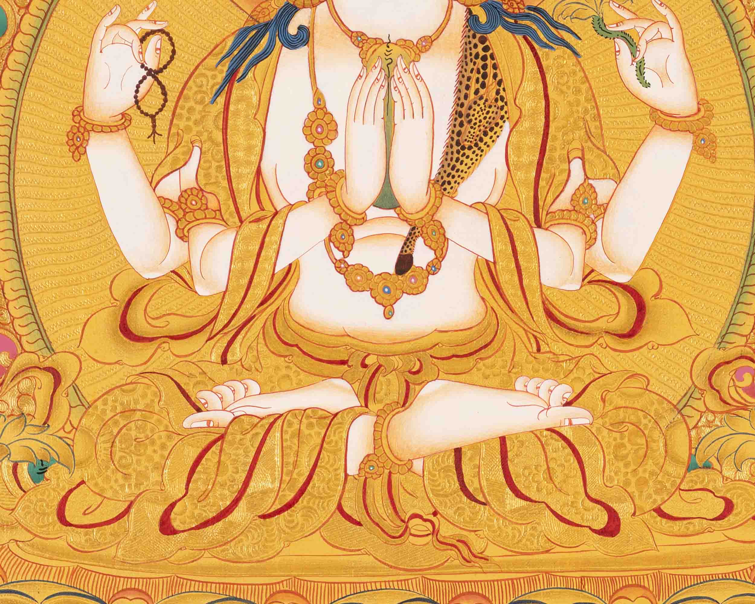 Avalokitesvara Chengrezig Thangka | Bodhisattva of Compassion