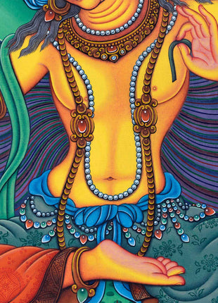 Manjushri Bodhicitta Prayer Thangka Print | The Bodhisattva Of Compassion Art For Daily Prayers