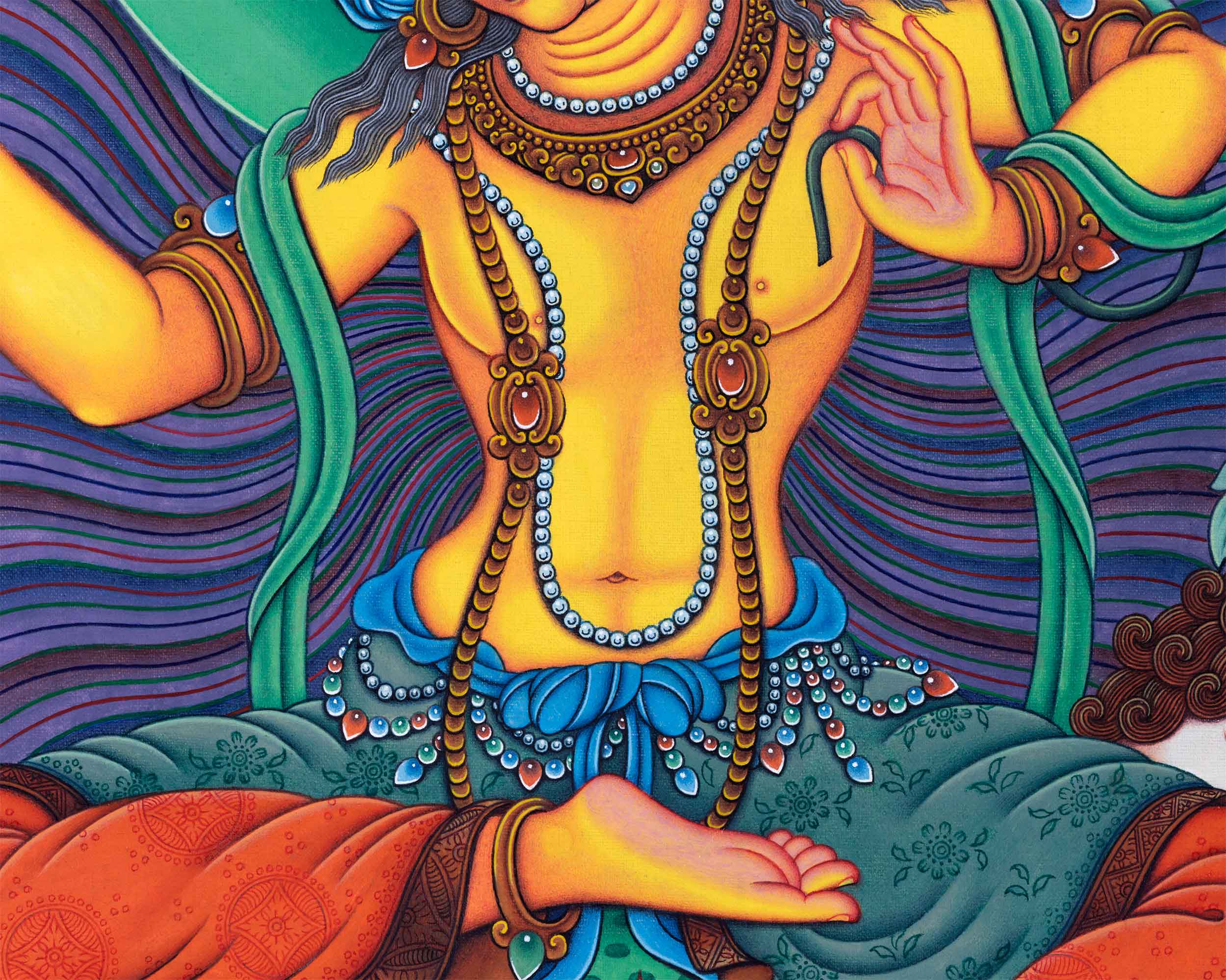 Manjushri Bodhicitta Prayer Thangka Print | The Bodhisattva Of Compassion Art For Daily Prayers