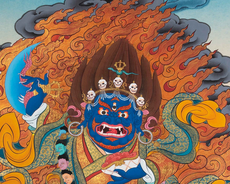 Traditional Tibetan Mahakala Art | Hand-Painted Mahakala Thangka Painting