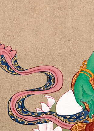 Green Tara Thangka Painting | Traditional Tibetan Art