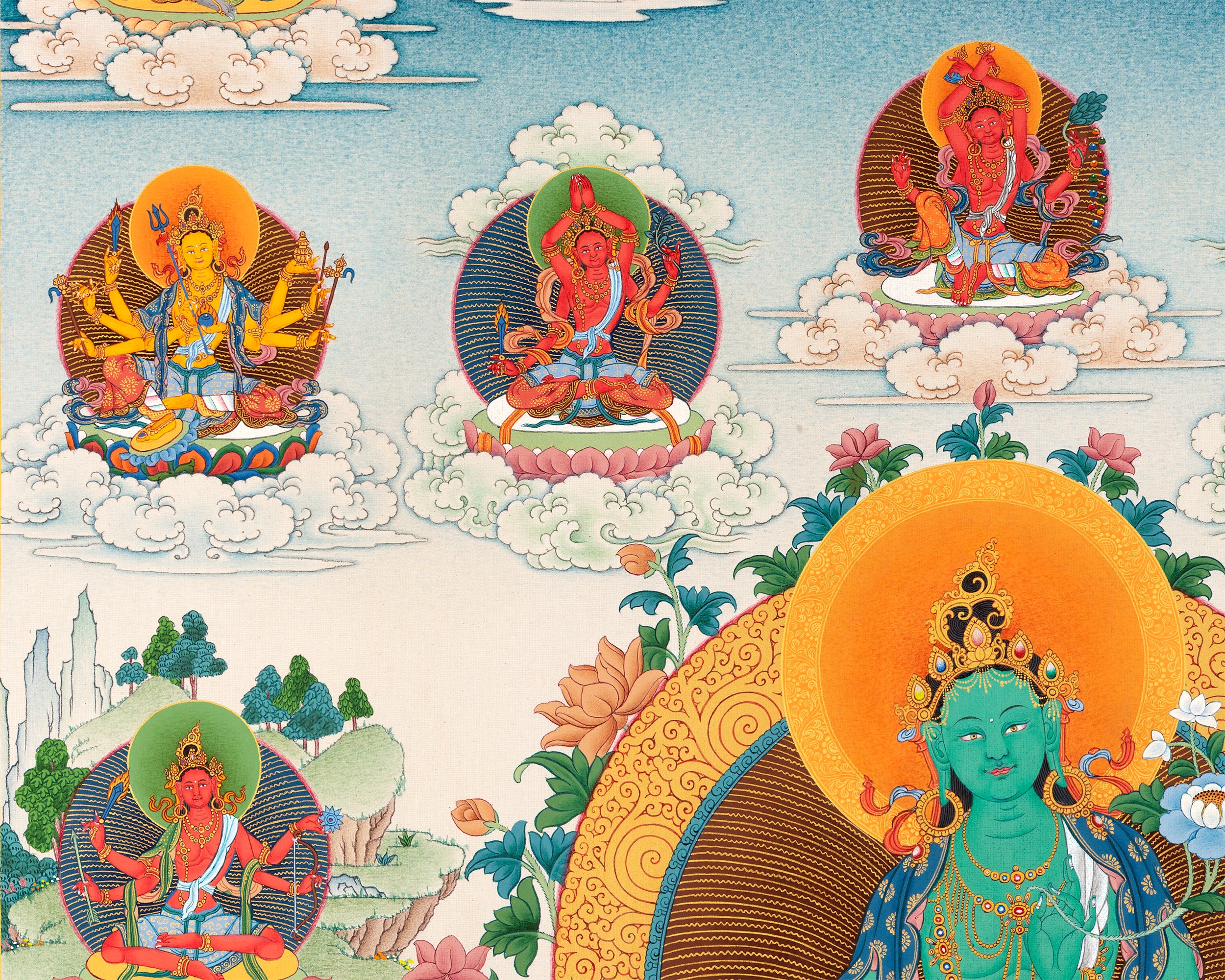 21 Tara of Suryagupta Tradition, Tibetan Thangka