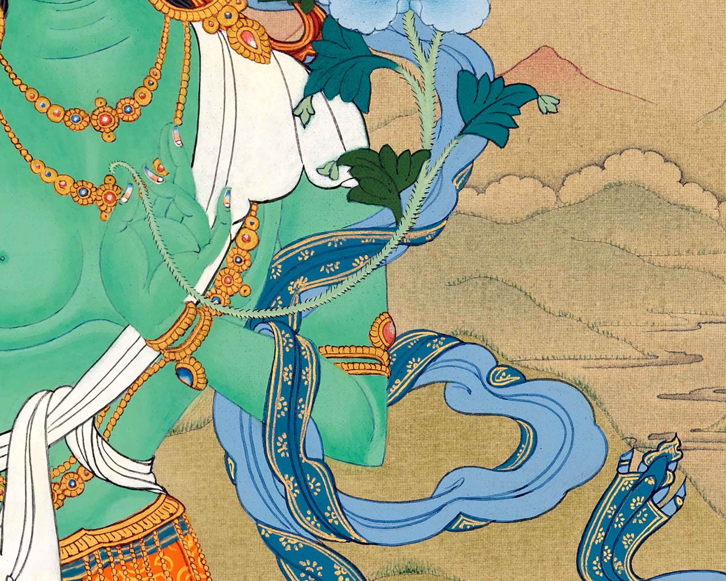 Green Tara Healing Thangka | Traditionally Hand Painted Art