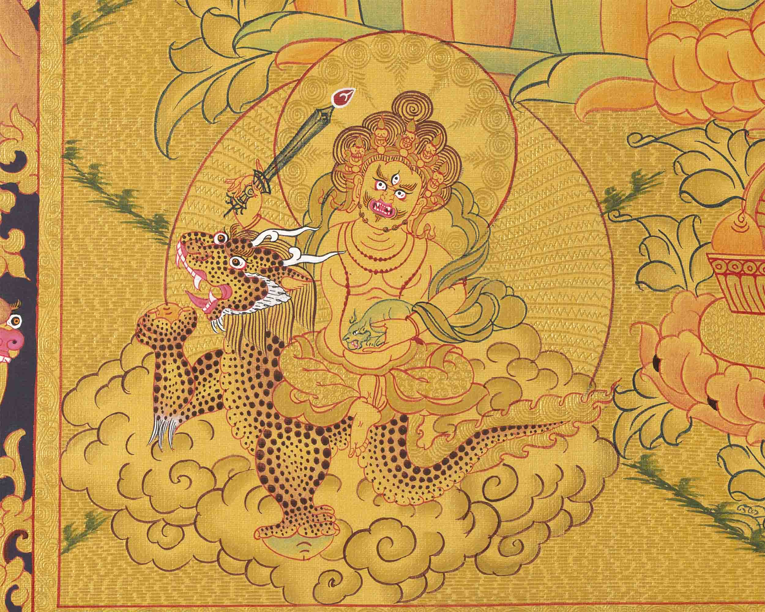 Full 24K Gold Dzambala Thangka | Art Painting