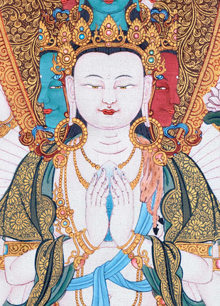 1000 Armed Avalokiteshvara Thangka Print | Traditional Tibetan Painting