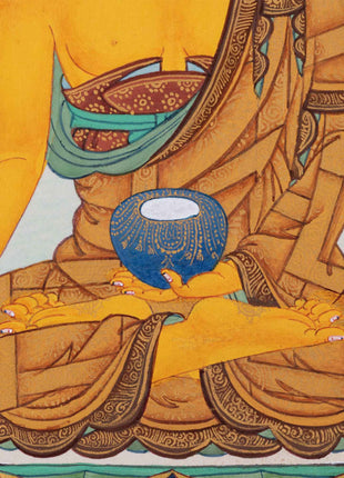Hand-Painted Shakyamuni Buddha Mantra Practice Thangka | Historical Buddha Himalayan Artwork
