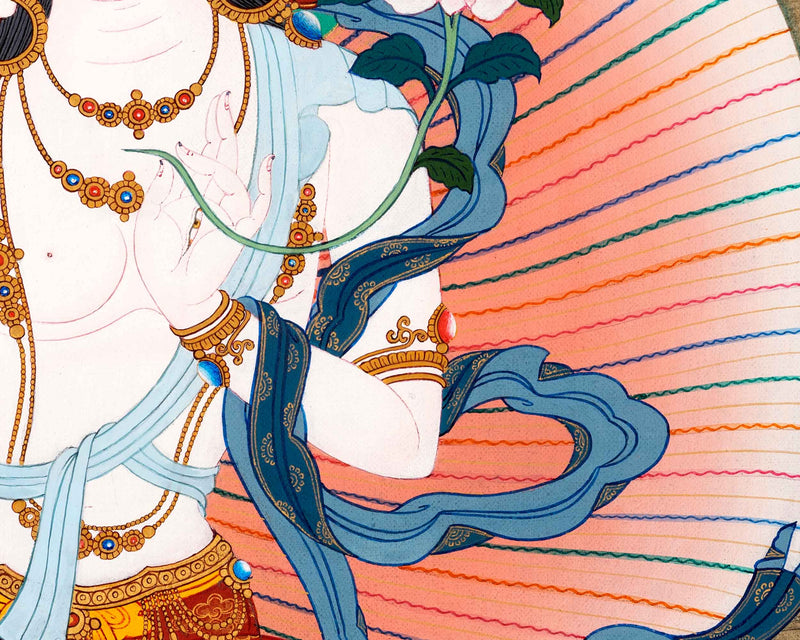 White Tara Painting | Hand Painted Tibetan Buddhist Art