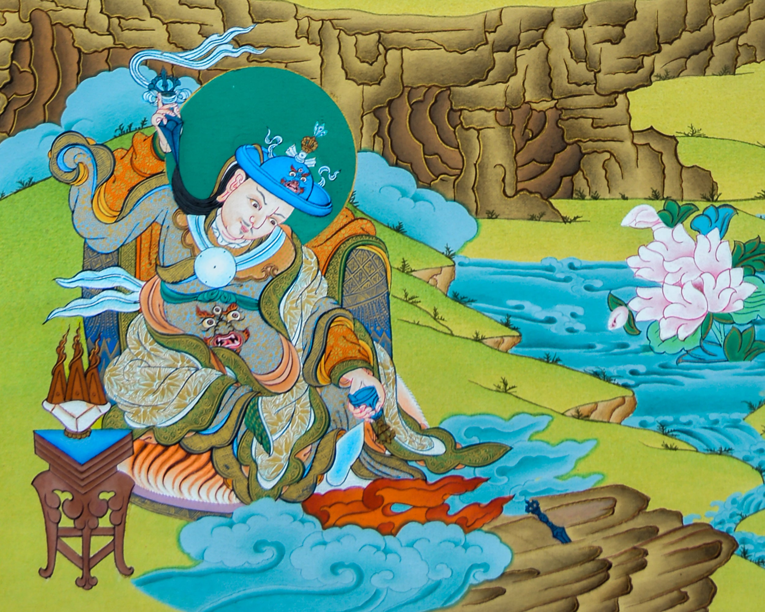 Loden Chogse Thangka | Guru Rinpoche Manifestation | Traditional Hand Painted Art