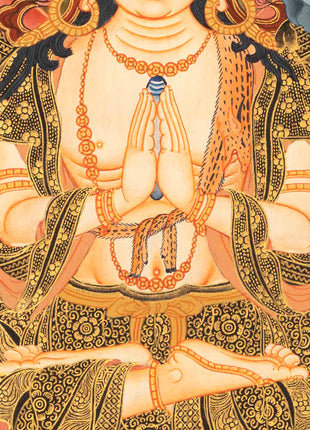 Four Armed Chenrezig Thangka | Tibetan Avalokiteshvara of compassion