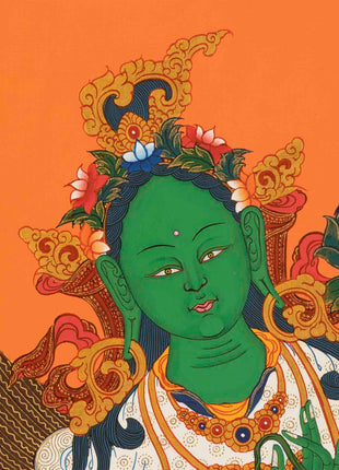 Buddhist Green Tara Thangka | Handpainted Artworks | Wall Decors