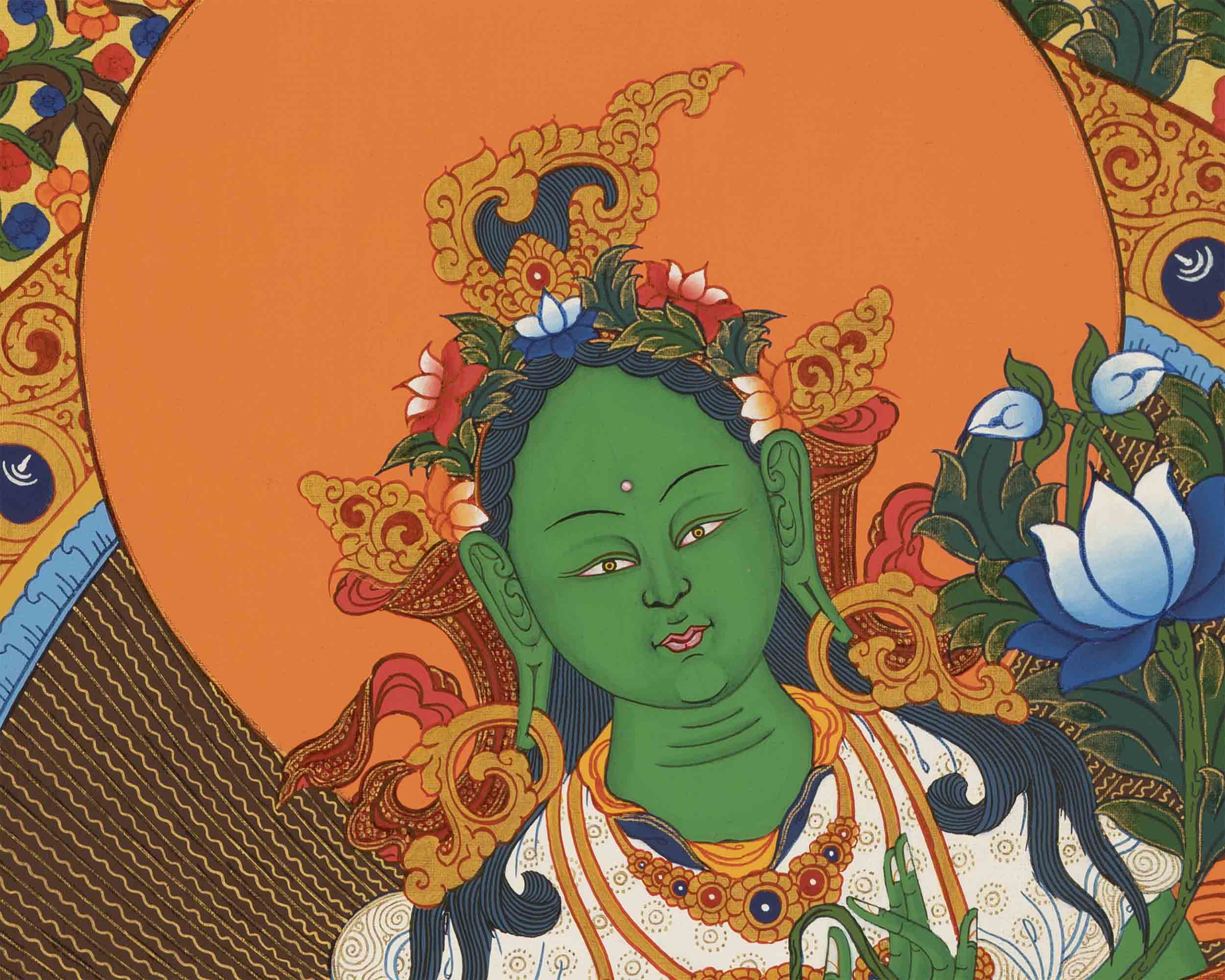 Buddhist Green Tara Thangka | Handpainted Artworks | Wall Decors