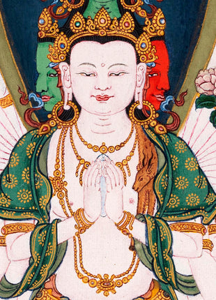 1000 Armed Avalokiteshvara, Tibetan Hand painted Small Thangka