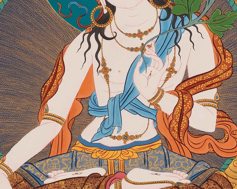 The White Tara Thangka Painting | Traditional Tibetan Buddhist Art