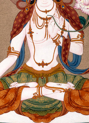 White Tara Thangka | Himalayan Buddhist Art | Female Bodhisattva