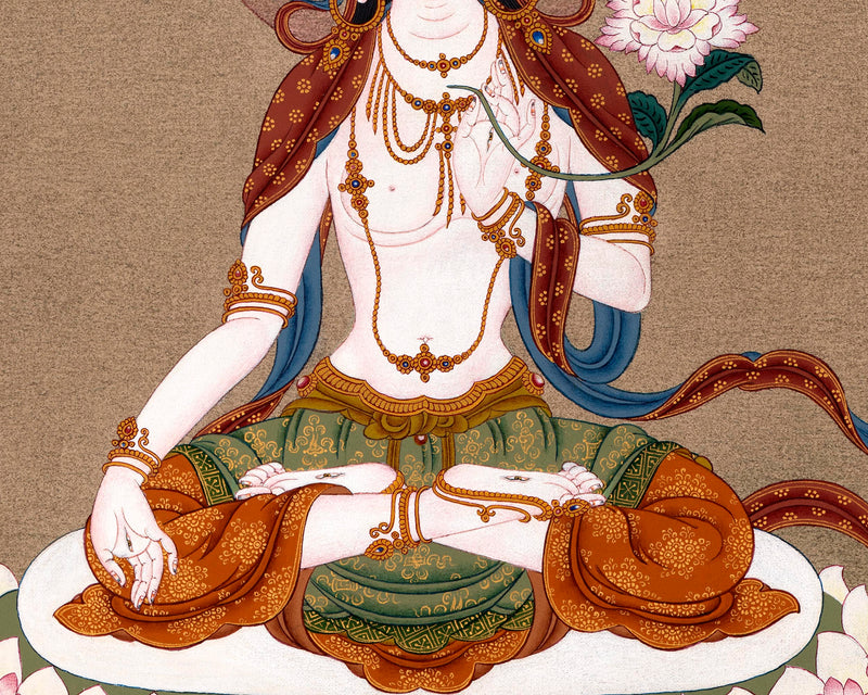 White Tara Thangka | Himalayan Buddhist Art | Female Bodhisattva