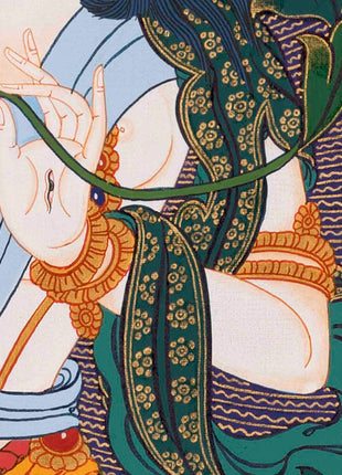 White Tara Thangka | Handpainted Female Bodhisattva | Wall Decors
