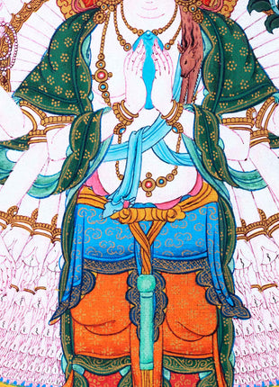 Himalayan Tibetan Thangka For 1000 Arm Chenrezig Sadhana Practice | Traditional Tibetan Bodhisattva Art
