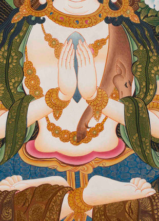 Avalokitesvara Chenresig Thangka | Religious Buddhist Art | Wall Decor
