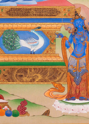 Amitabha Buddha With Chenrezig and Vajrapani Thangka | Traditionally Hand-Painted Art