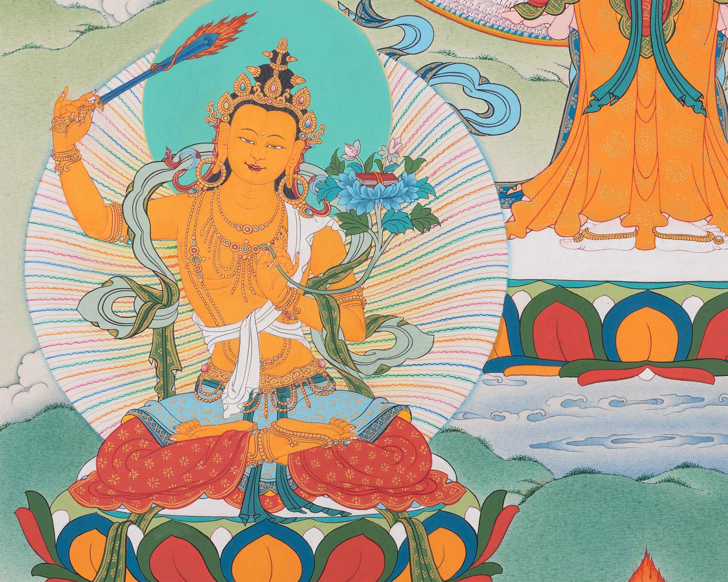 Bodhisattva Thangka Art | 1000 Armed Avalokiteshvara | Manjushri | Vajrapani | Amitabha
