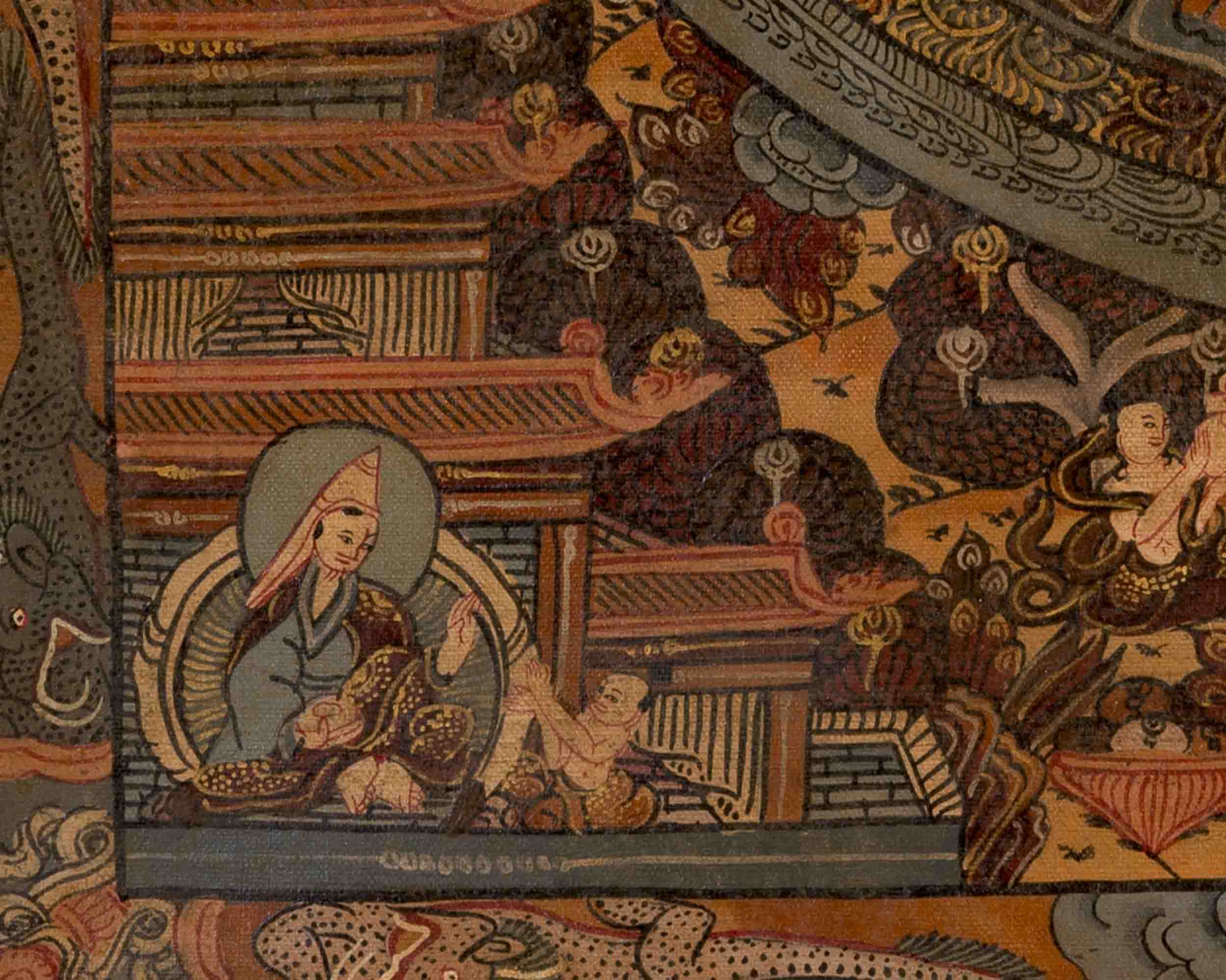 Vintage Heruka Mandala | Oil Varnished Thangka | Religious Wall Decors