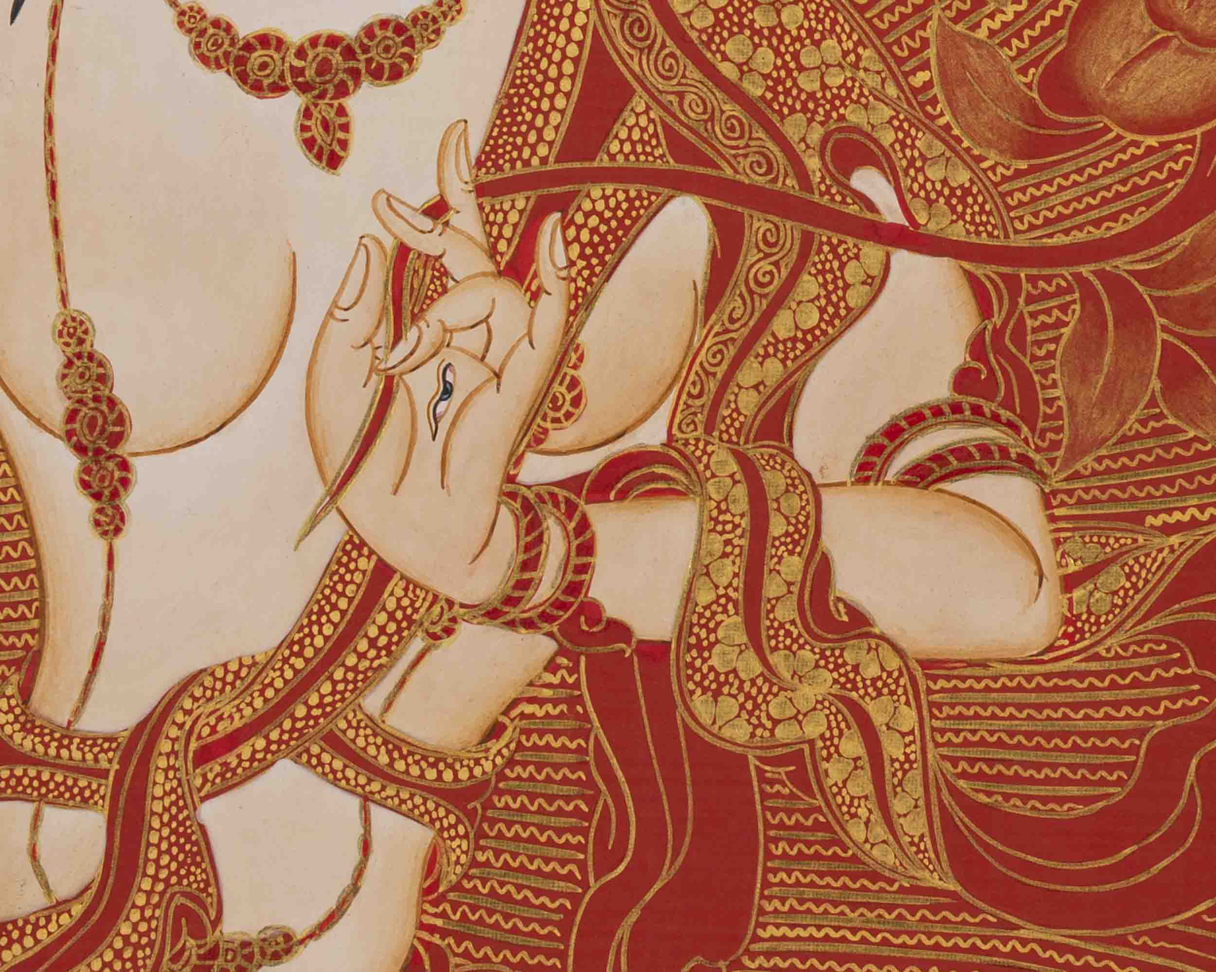 White Tara Thangka | 24K Gold Style Art | Religious Wall Decors