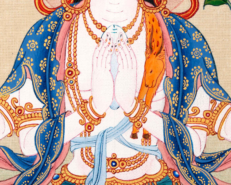 Four Arm Chenrezig Avalokiteshvara Thangka | Bodhisattva Painting
