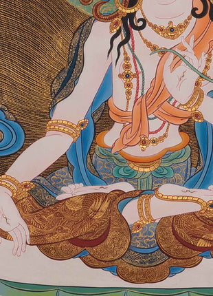 Traditionally Hand-Painted Thangka White Tara | Tibetan Buddhist Hand Painting