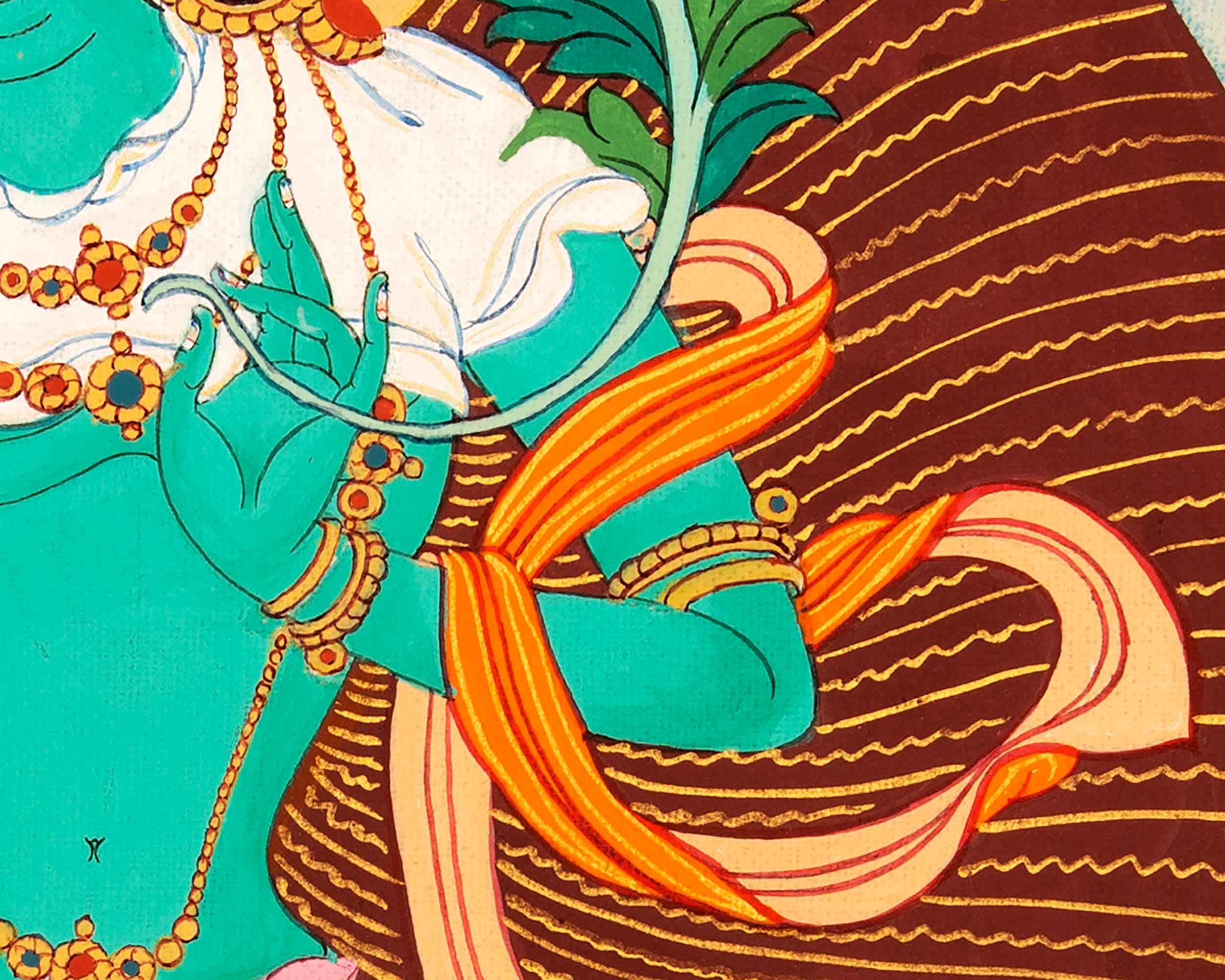Green Tara Buddhist Thangka | Genuinely Hand Painted with 24k Gold