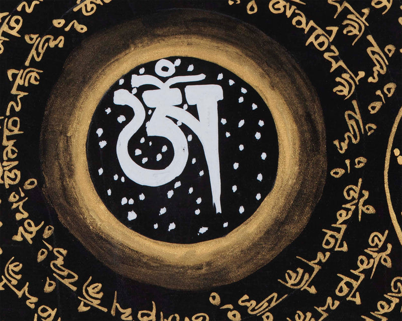 Om Mantra Mandala | Traditional Buddhist Thangka | Wall Hanging Decors