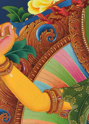 Manjushri Bodhisattva Thangka Print | Digital Canvas Print
