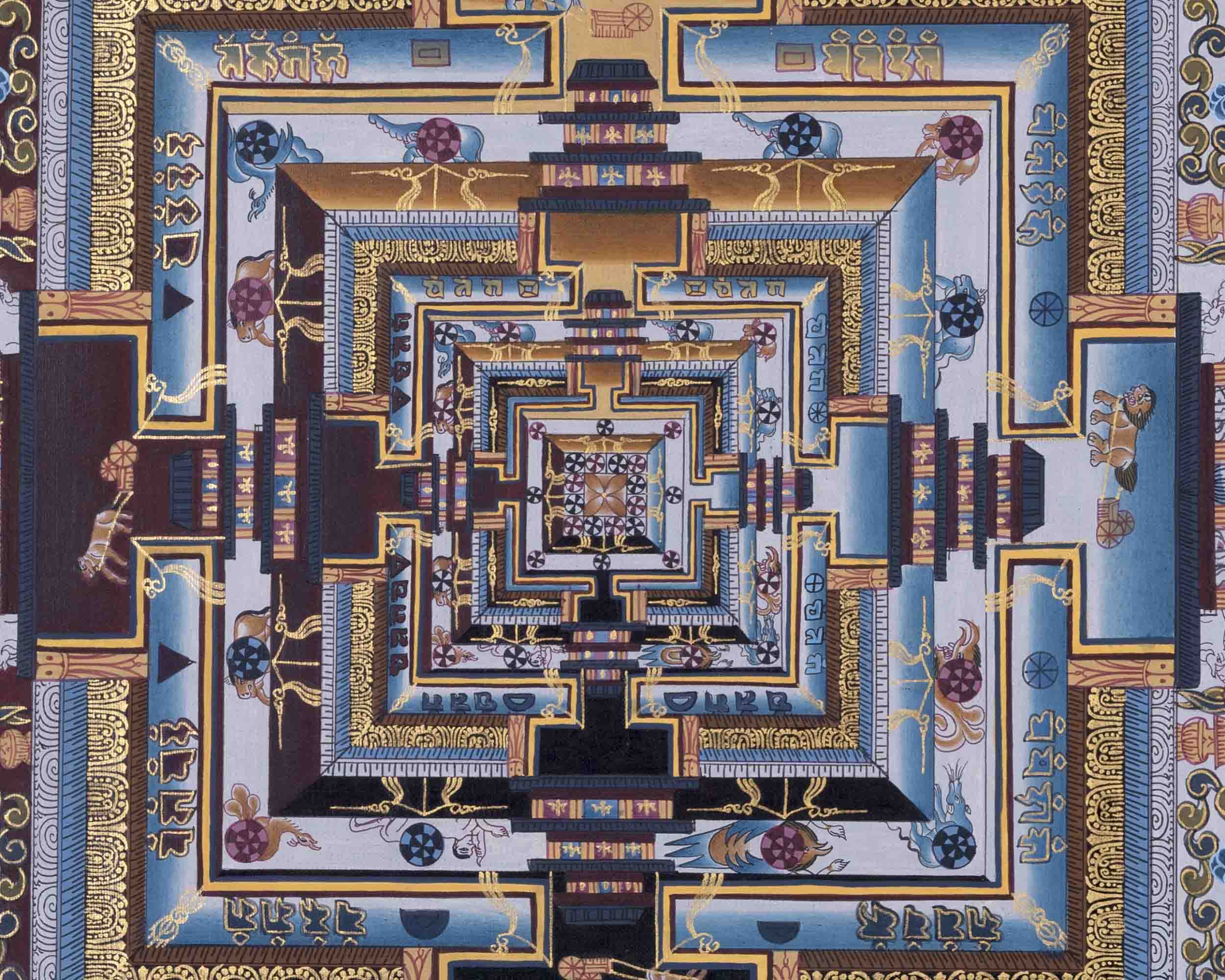 Handpainted Kalachakra Mandala | Traditoinal Tibetan Thangka | Wall Decors
