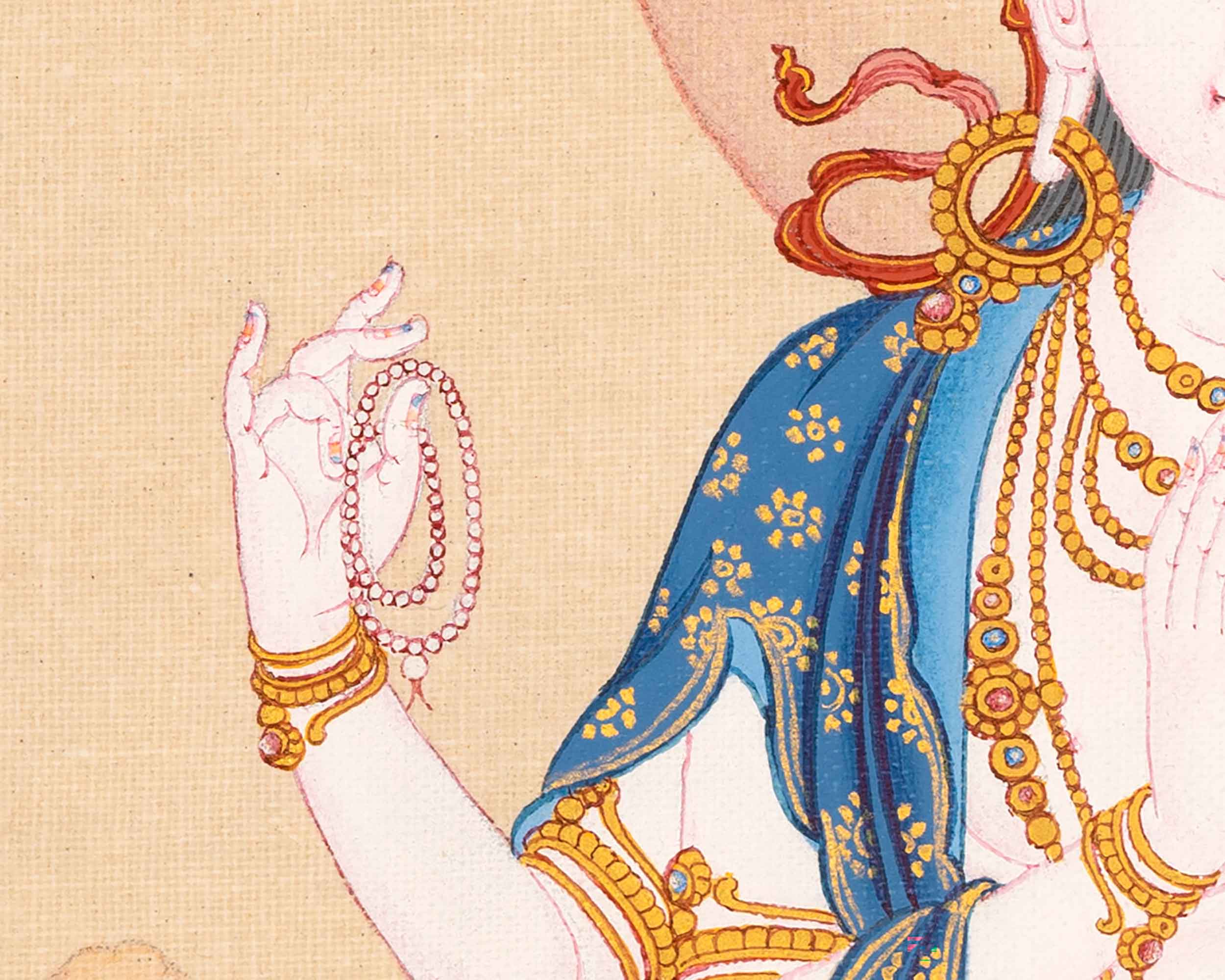 Chenrezig Buddha Thangka Art | Hand-Painted Buddhist Deity Painting