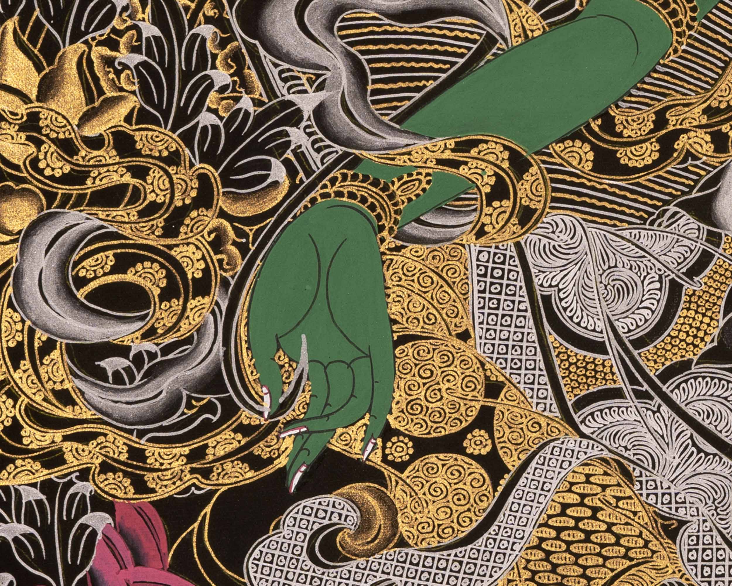 Female Green Tara | Handpainted Thangka