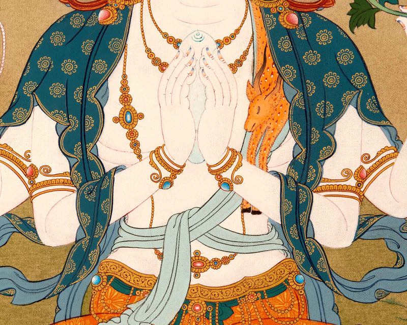 Avalokiteshvara Buddhist Thangka | Genuinely Hand Painted Art