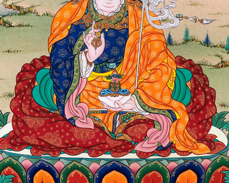 Guru Rinpoche Empowerment Thangka Print | Tibetan Poster Of Lotus Born Master As Wall Art