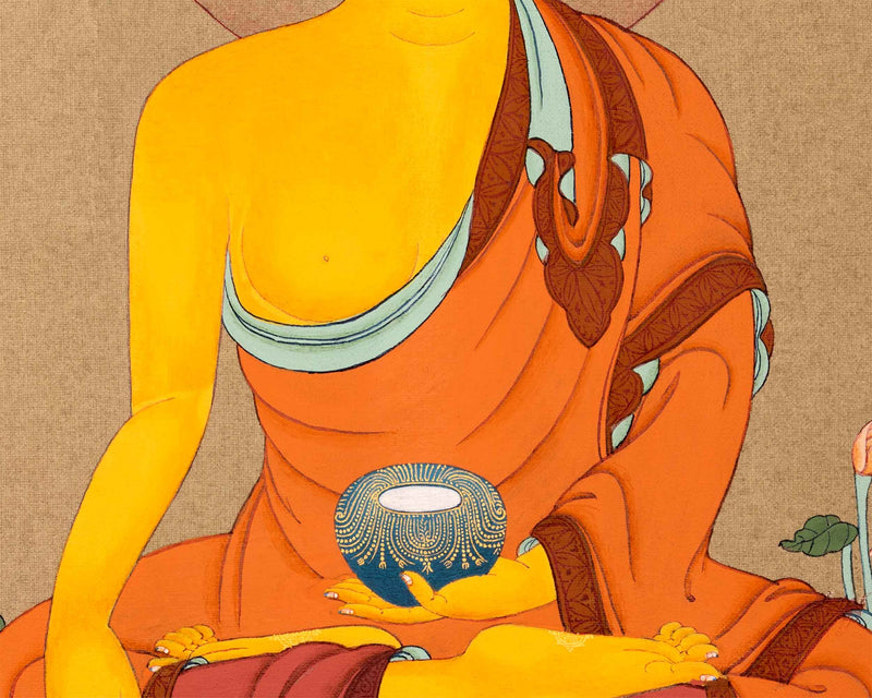 Traditional Buddha Shakyamuni Thangka | Tibetan Karma Gadri Art