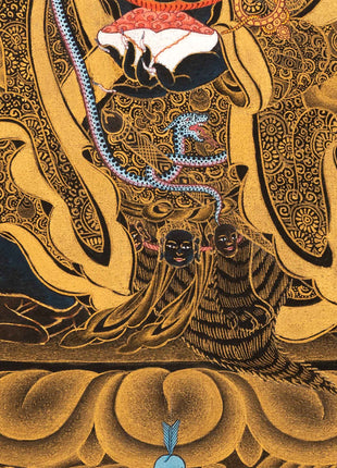 24K Gold Mahakala Bernagchen Thangka | Buddhist Tibetan Art