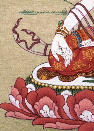 White Tara Thangka, Tibetan Tara Painting, Traditional Buddhist Art