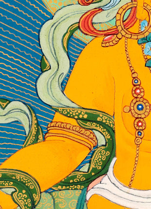 Small Thangka of Jambala, Buddhist Wealth Deity