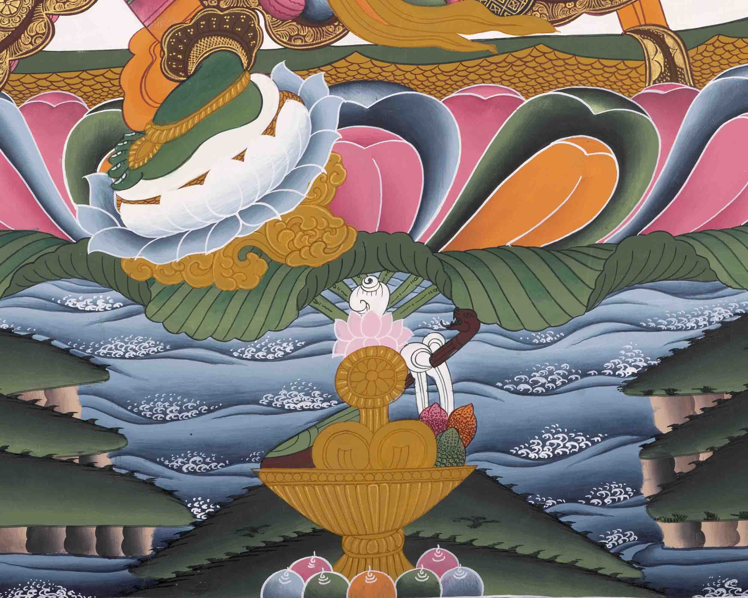 Green Tara Thangka | Religious Buddhist Painting | Wall Hanging Decors