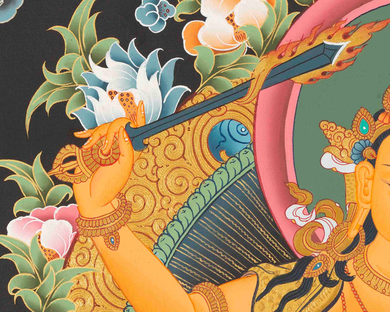 Manjushree Thangka Painting | Bodhisattva Of Wisdom | Religious Decors