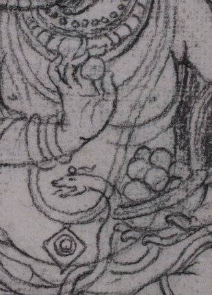 Canvas Drawing Of Ganesha High-Quality Print | Armed Lord Ganesh On Stencil For Wall Decor