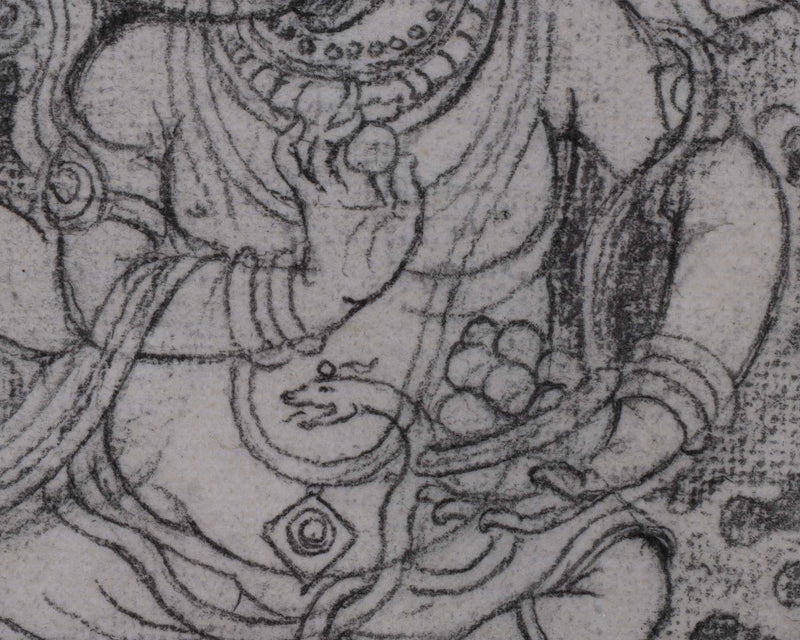 Canvas Drawing Of Ganesha High-Quality Print | Armed Lord Ganesh On Stencil For Wall Decor